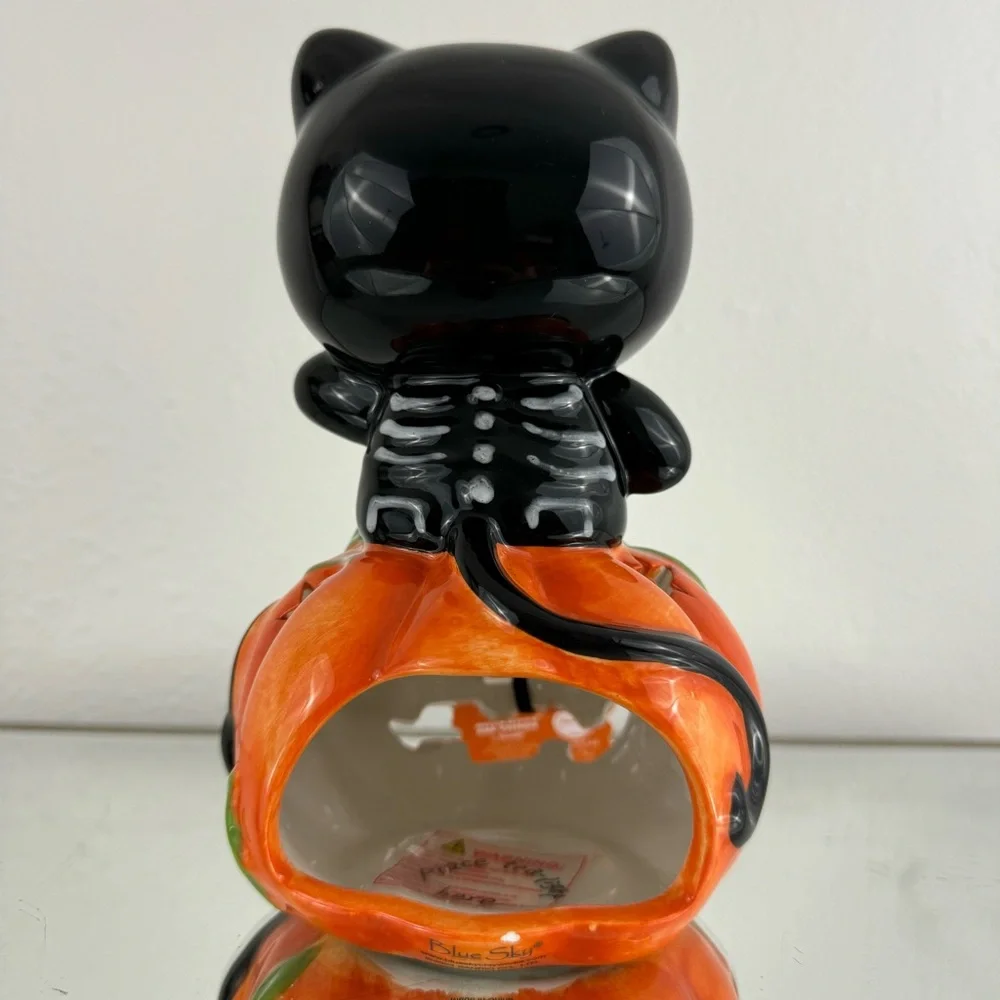 Hello Kitty Blue Sky Halloween Pumpkin Jack-O-Lantern Tea Light Candle Holder